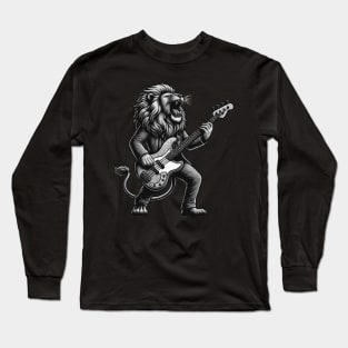 Lion Groove King: Roaring Bass [Gray Scale] Long Sleeve T-Shirt